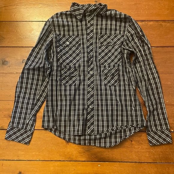 Michael Kors Black Plaid Long Sleeve Button Down Business Casual Dress Shirt - Picture 5 of 9